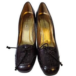 Retro Apepazza dark burgundy patent leather oxford style pumps. Size 8.5